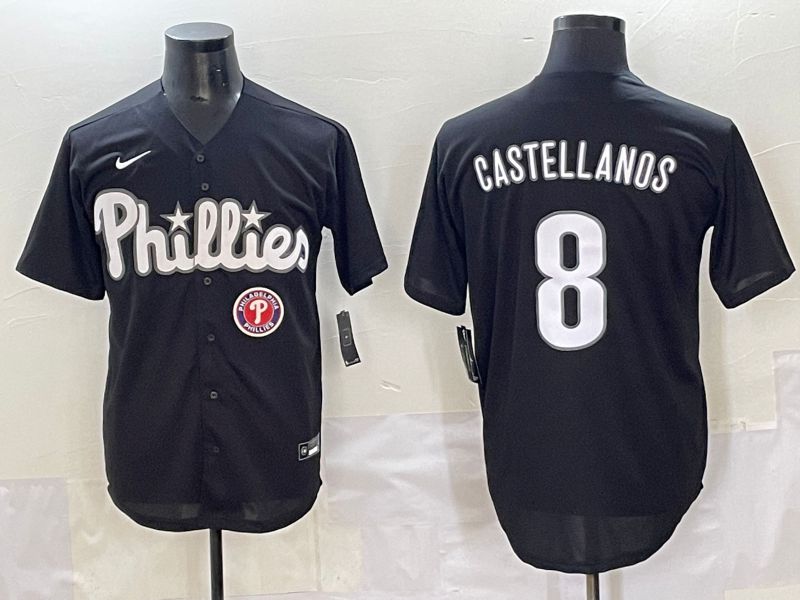 Men 2025 Philadelphia Phillies 8 Castellanos Black Fashion Nike MLB Jersey style 7158